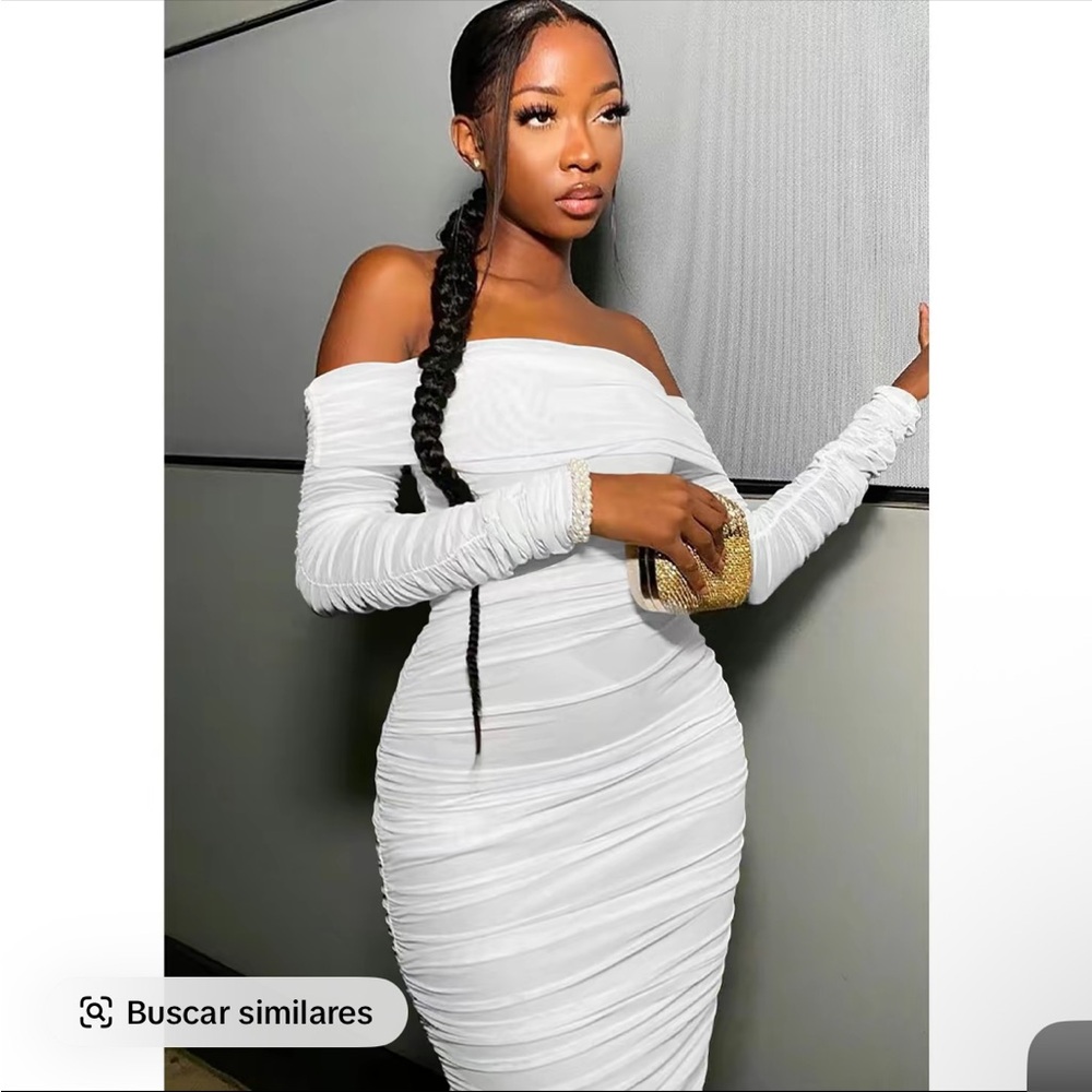 Chic White Off-Shoulder Long Sleeve Dress